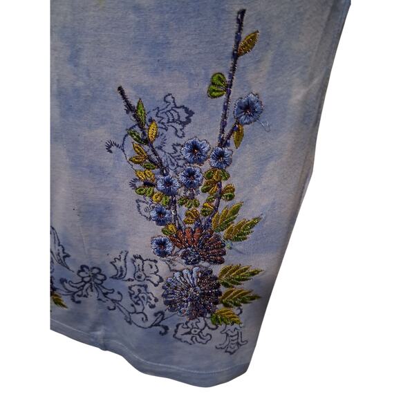 Y2K Krista Lee Embroidered Womens Size S Beaded Keyhole Laser Cutt Beaded Tank - Picture 10 of 12